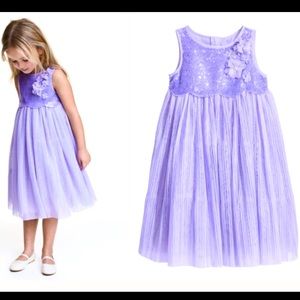 H&M Girl's Beautiful Sequined Lavender Tulle Dress